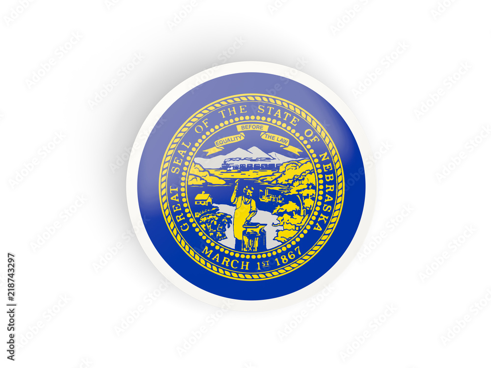 Round bended icon with flag of nebraska. United states local flags