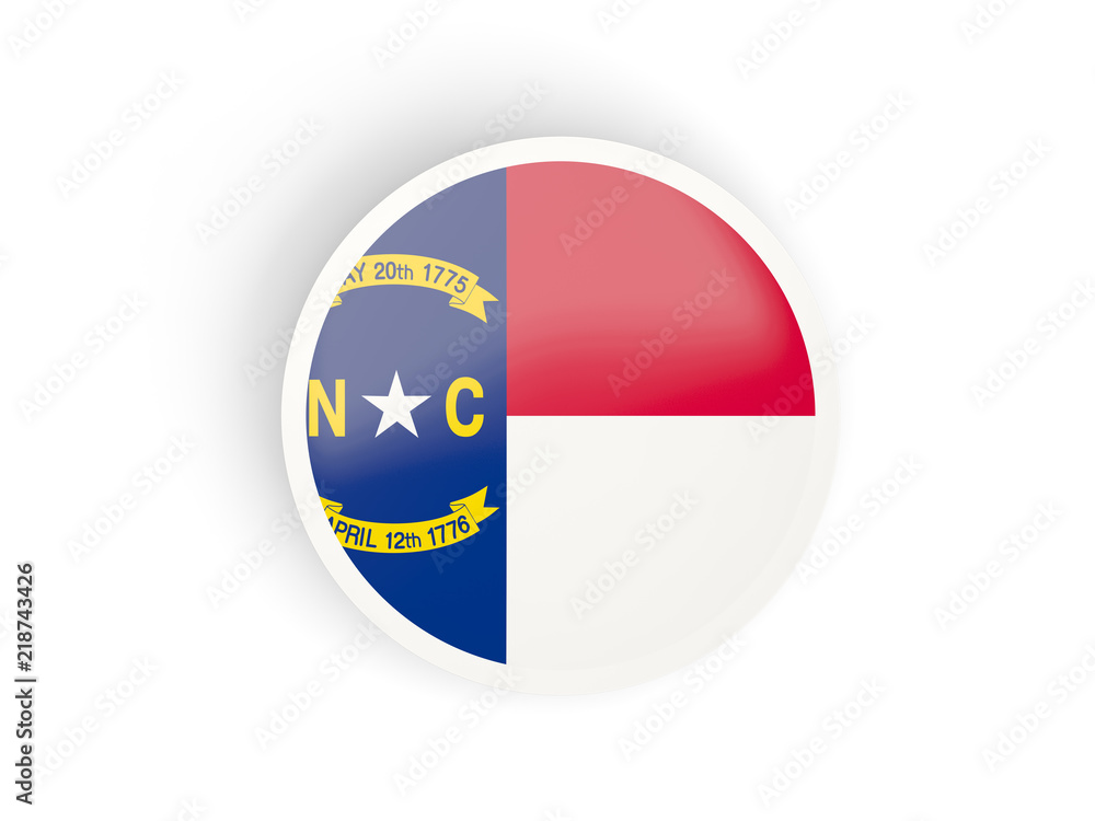 Round bended icon with flag of north carolina. United states local flags