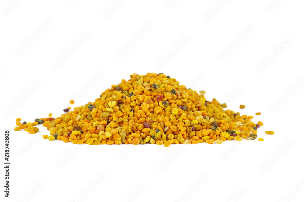 Small pile of bee gathered yellow pollen granules Small pile of bee gathered yellow pollen granules