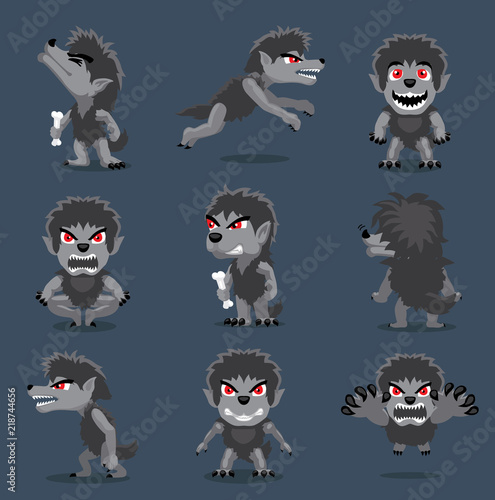 Halloween Character Big Head Poses Werewolf
