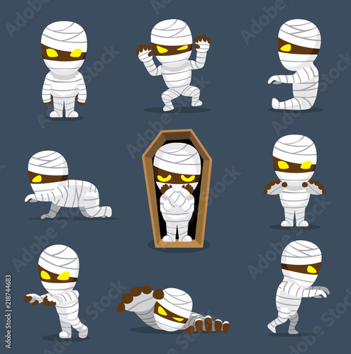 Halloween Character Big Head Poses Mummy
