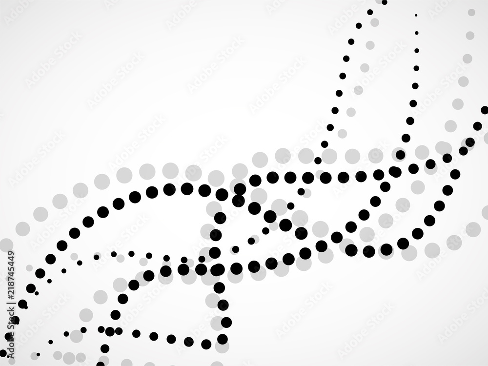 Abstract background of smooth dotted lines, halftone wave