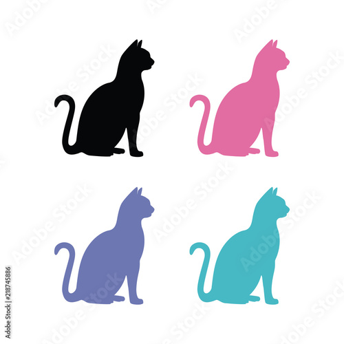 vector silhouettes of cats on white background
