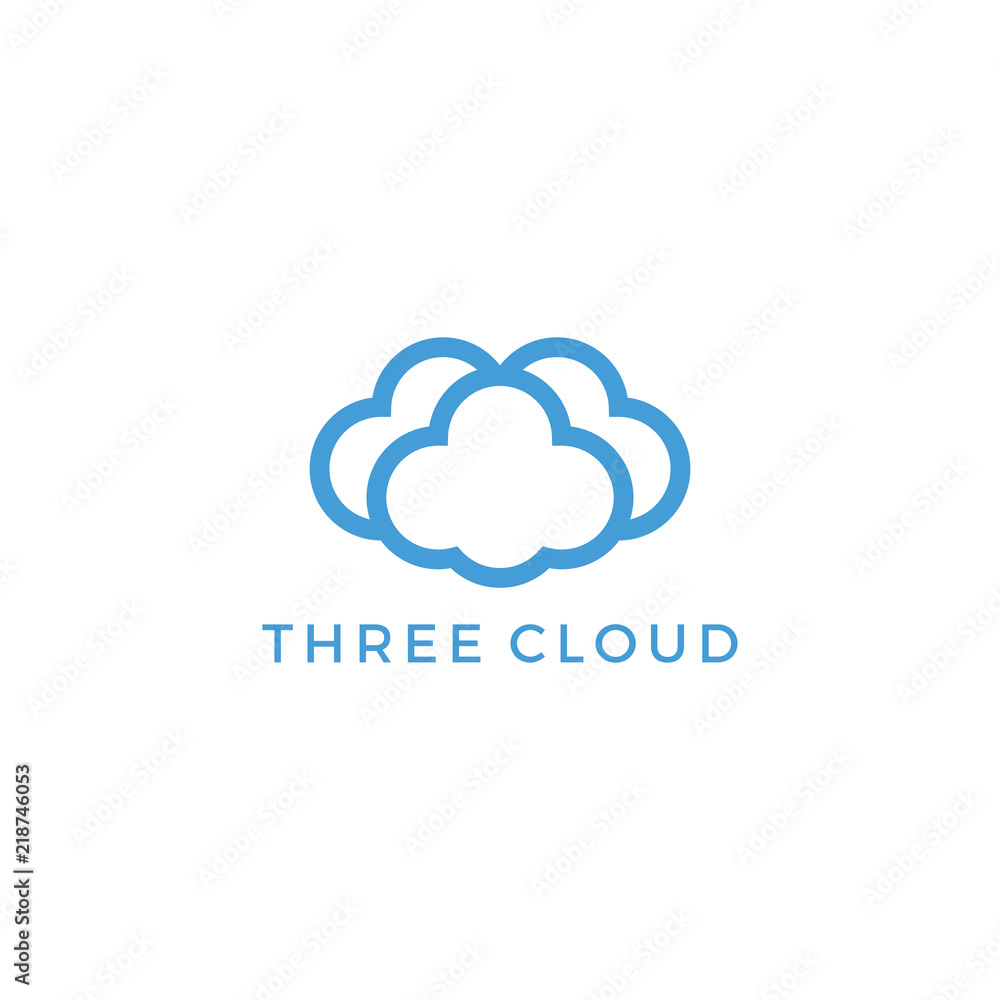 three cloud logo vector with iconic technology style three cloud logo vector with iconic technology style