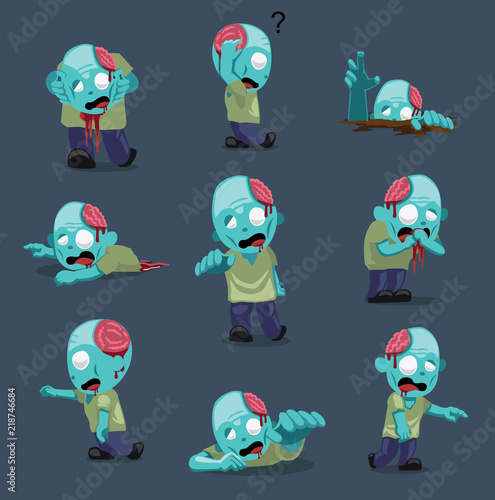 Halloween Character Big Head Poses Zombie