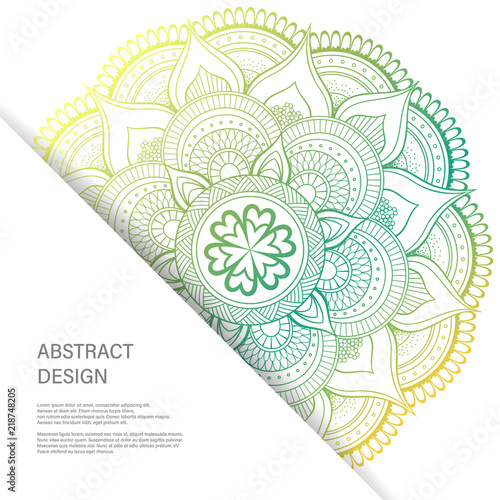 Ornament color card with mandala. Vintage decorative elements. Hand drawn background. Abstract design
