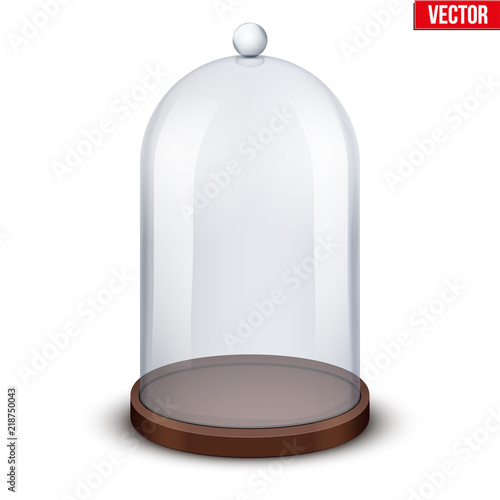 Glass dome. Platform for showing your product or idea. Classic shape. Vector Illustration isolated on white background. photo