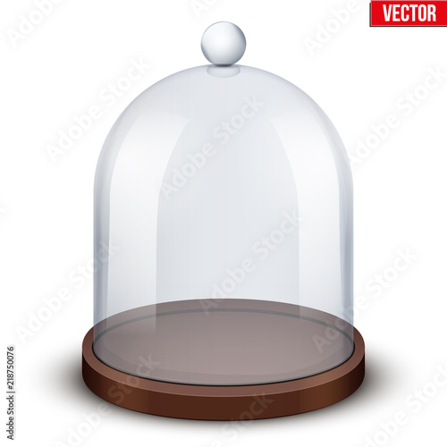 Glass dome. Platform for showing your product or idea. Wide shape. Vector Illustration isolated on white background. photo