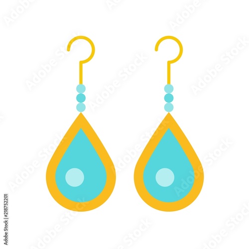 turquoise drop earring, jewelry related icon, flat design