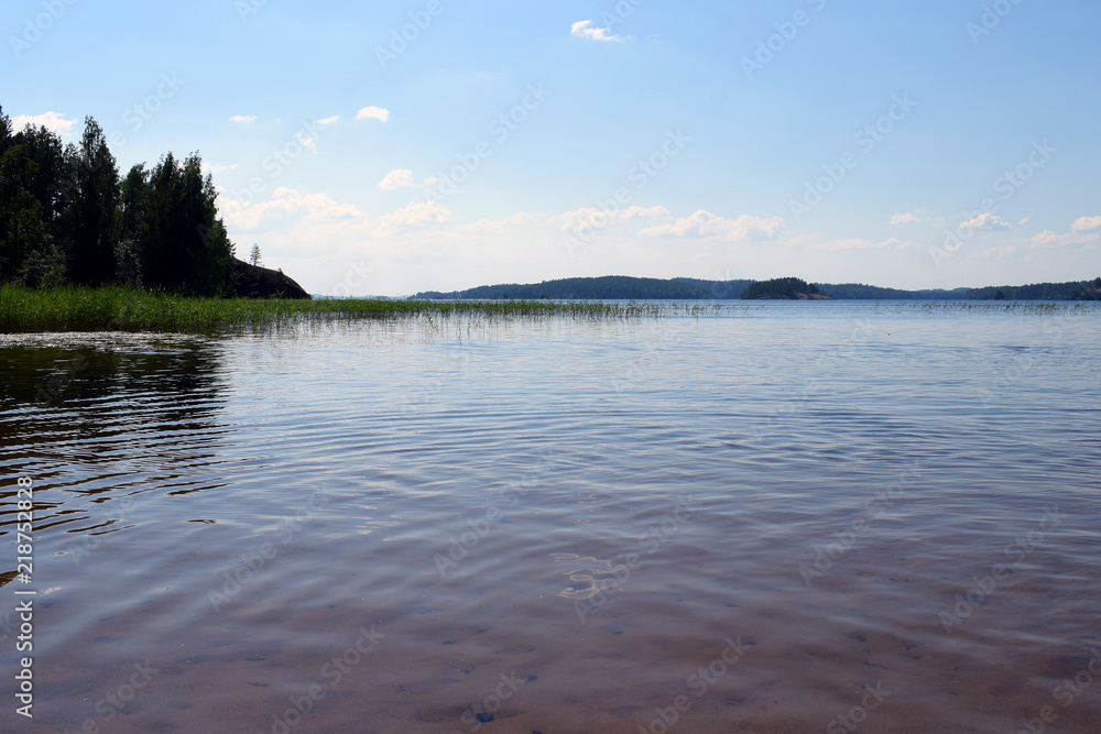 Lake view in Finland. Location: Pistohiekka beach, Puumala, Finland