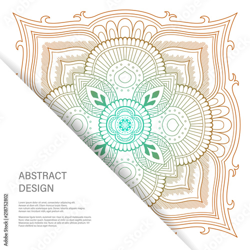 Ornament color card with mandala. Vintage decorative elements. Hand drawn background. Abstract design
