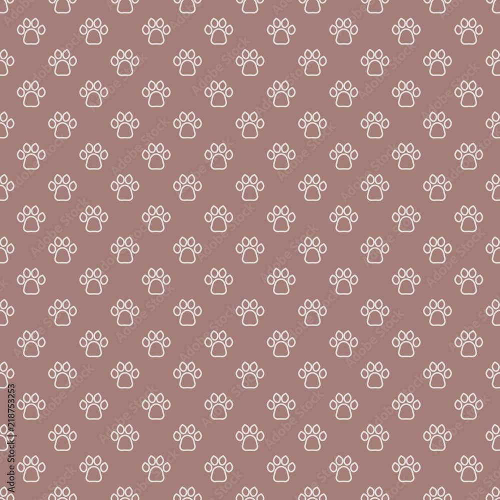 Cats Paw Print. Seamless animal pattern of paw footprint Cats Paw Print. Seamless animal pattern of paw footprint