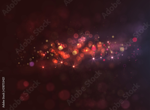 Magic Dark background with bokeh and stars.