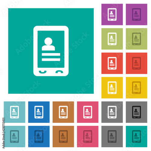 Mobile contacts square flat multi colored icons