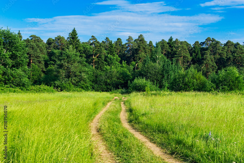 dirt road in the field on a summer day dirt road in the field on a summer day