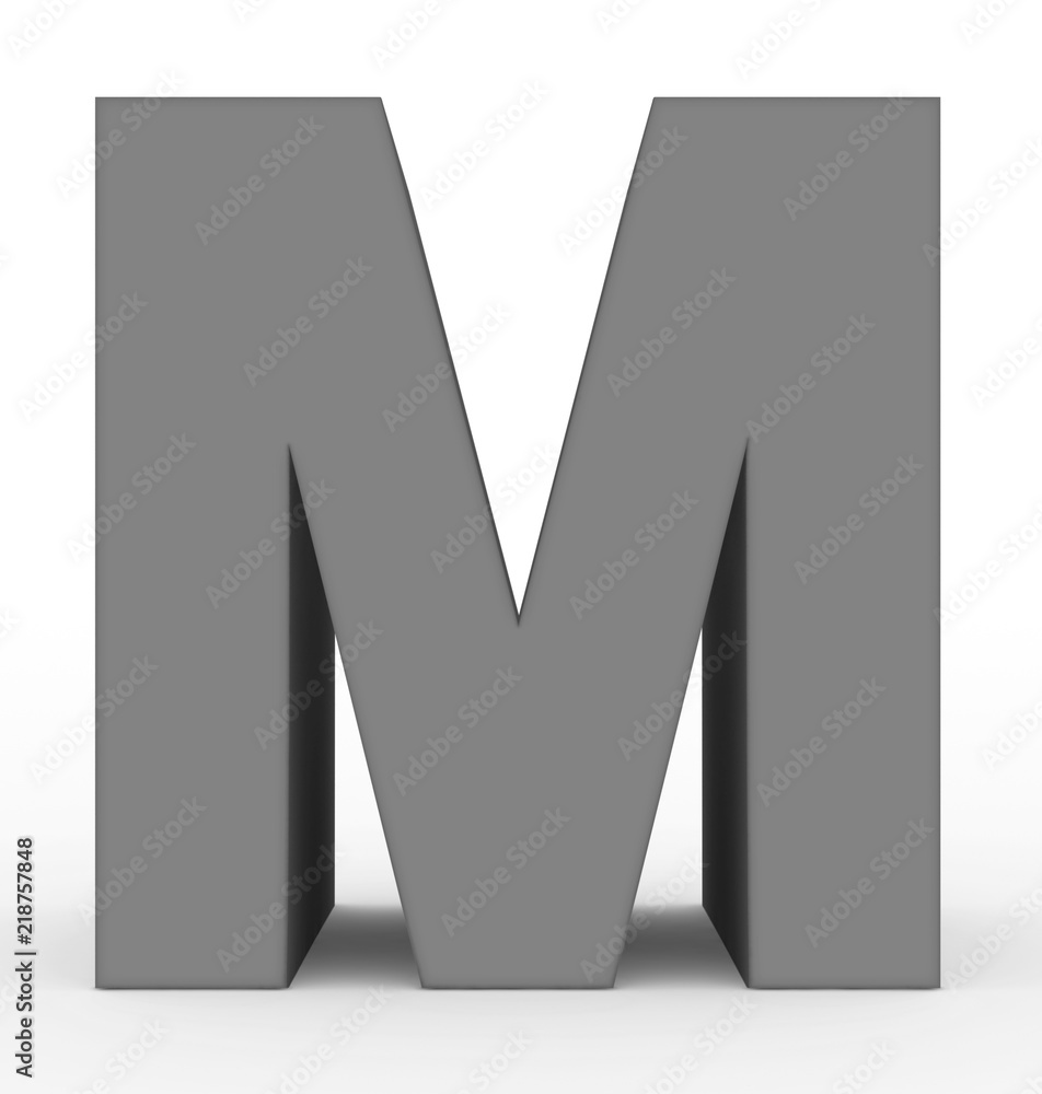 letter M 3d gray isolated on white