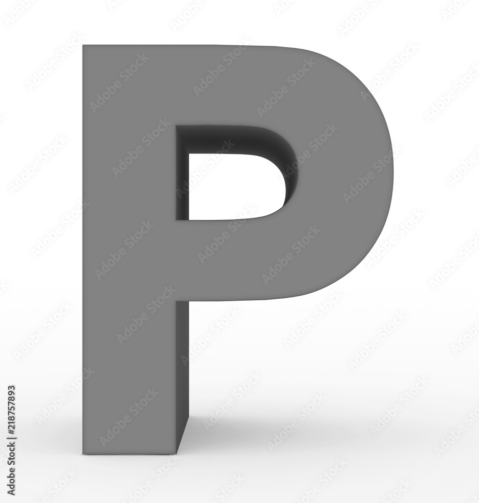 letter P 3d gray isolated on white letter P 3d gray isolated on white