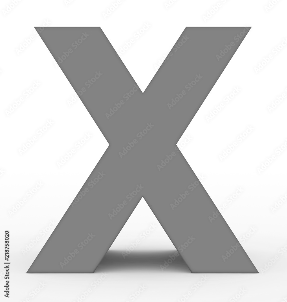 letter X 3d gray isolated on white letter X 3d gray isolated on white