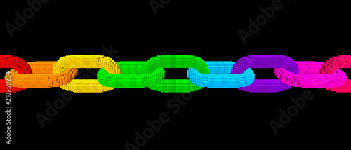 Abstract voxel chain. Block...