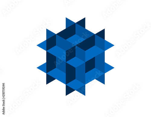 Abstract polygonal cube. Is...