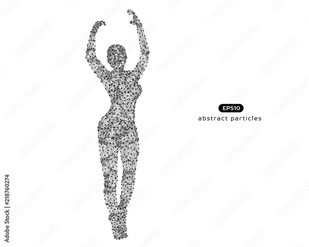 Abstract vector illustration of cyber woman with hands up. Abstract vector illustration of cyber woman with hands up.