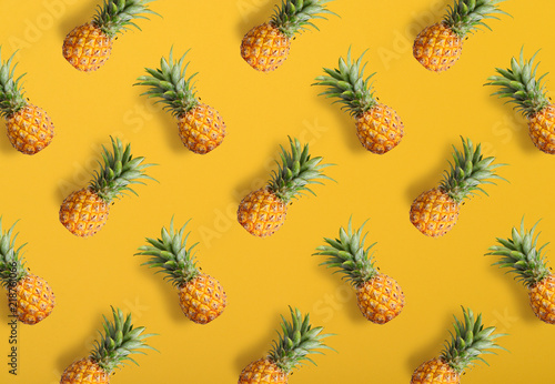 Colorful fruit pattern of fresh pineapples