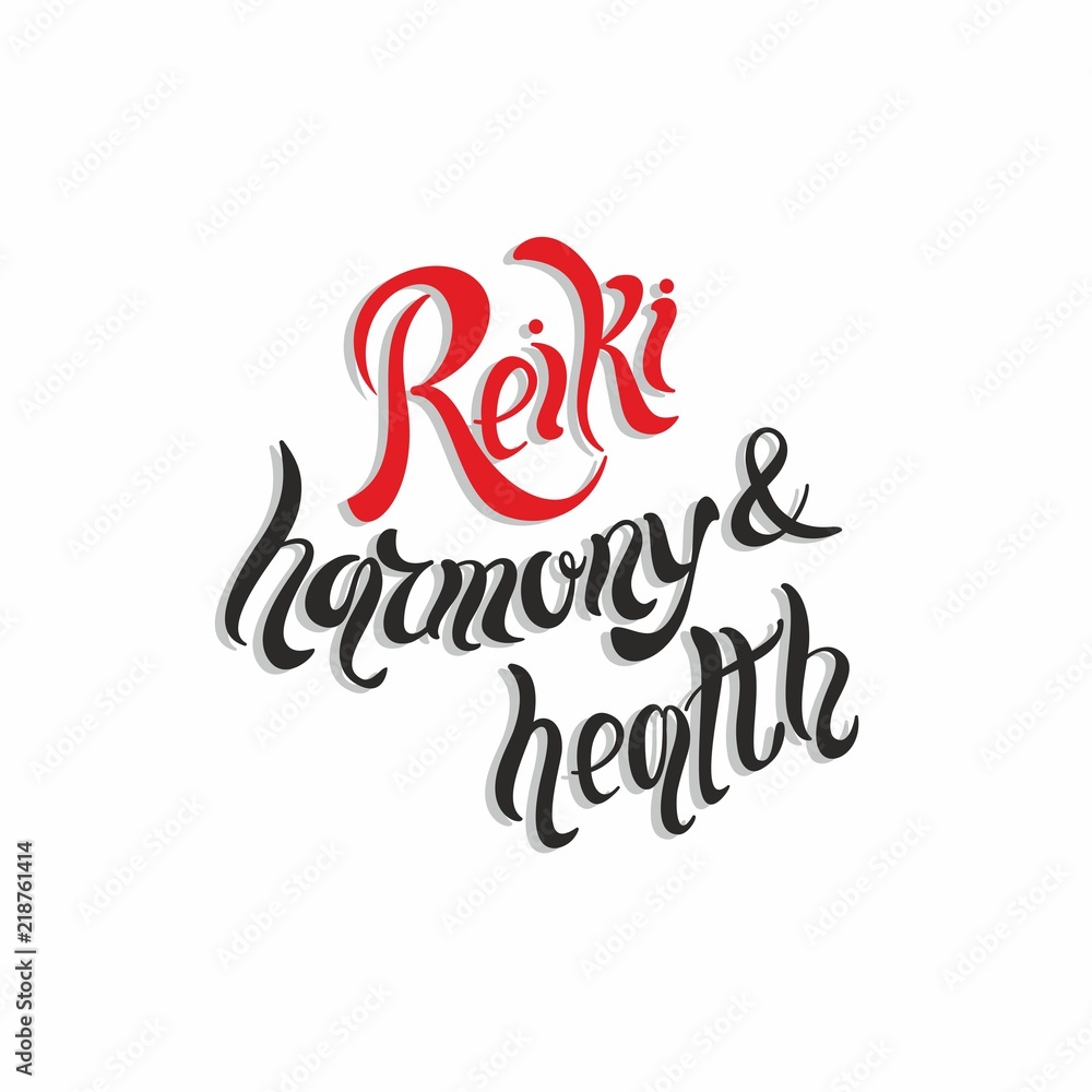 Reiki harmony and health. Lettering phrase. Alternative medicine. Spiritual practice. Vector Reiki harmony and health. Lettering phrase. Alternative medicine. Spiritual practice. Vector