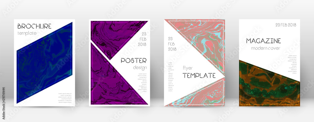 Abstract cover. Powerful design template. Suminagashi marble triangle poster. Powerful trendy abstra