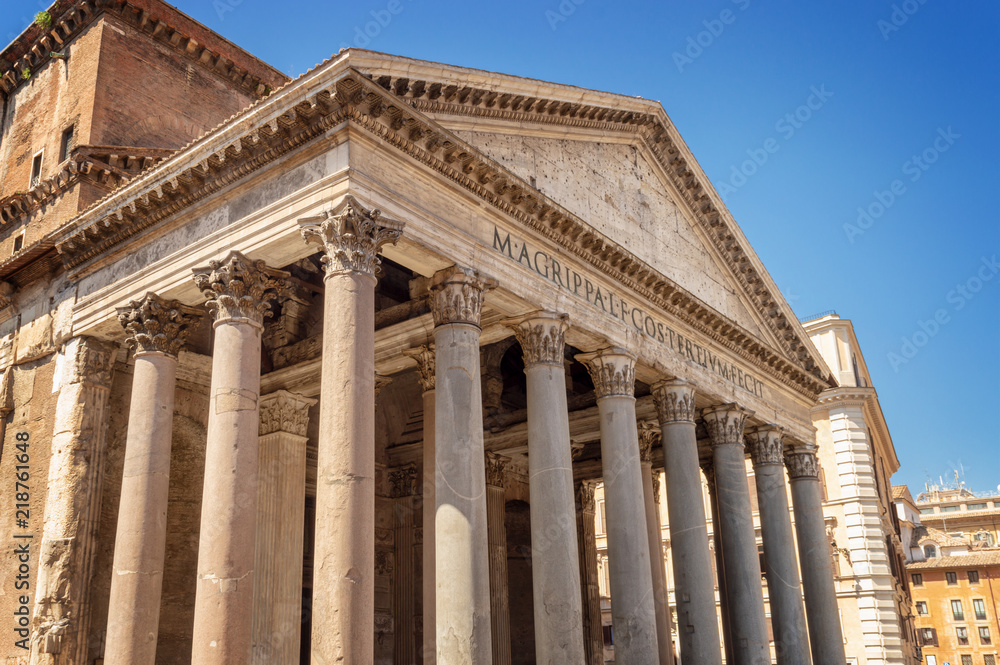 Facade of the Pantheon of Rome, Italy