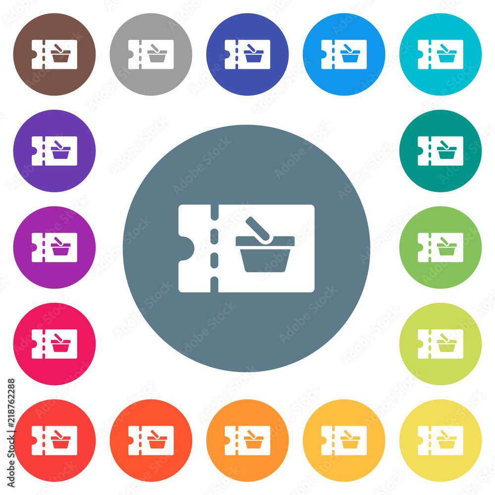 shopping discount coupon flat white icons on round color backgrounds shopping discount coupon flat white icons on round color backgrounds