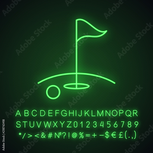 Golf course neon light icon