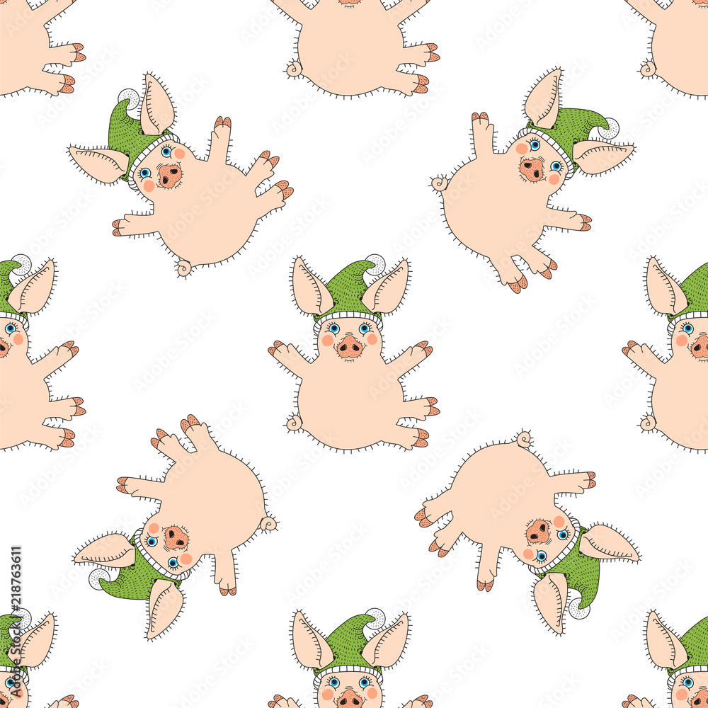 Fototapeta premium Happy chinese new year 2019 banner card of pig