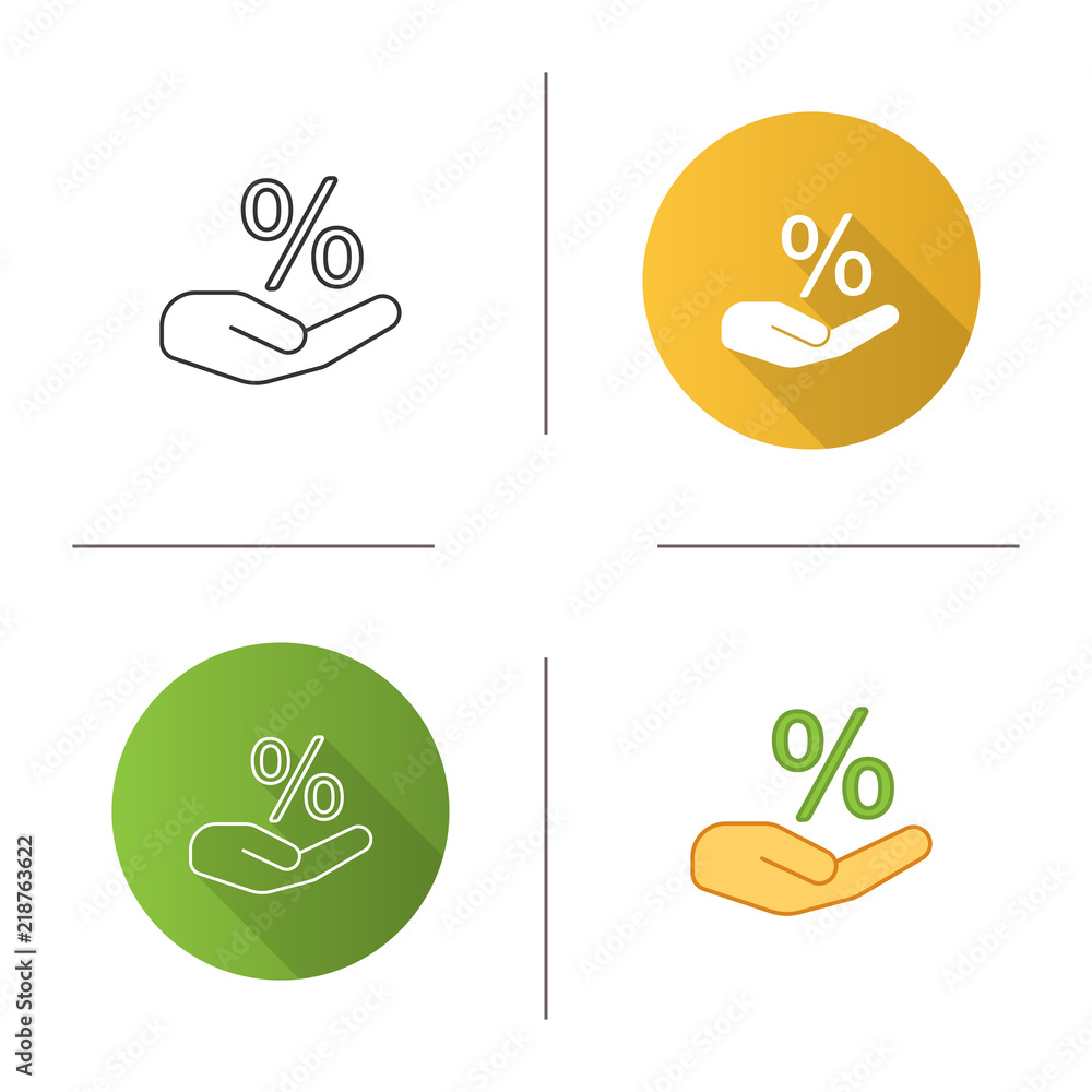Hand holding percent sign icon Hand holding percent sign icon