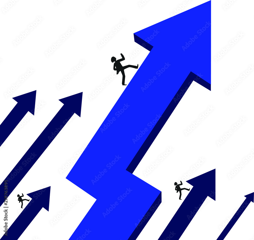 上昇する矢印の上にのるシルエット Stock Vector Adobe Stock