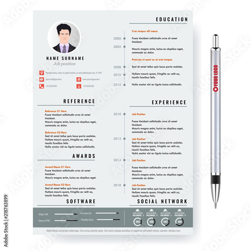 Vector creative minimalist cv resume template with two pages.