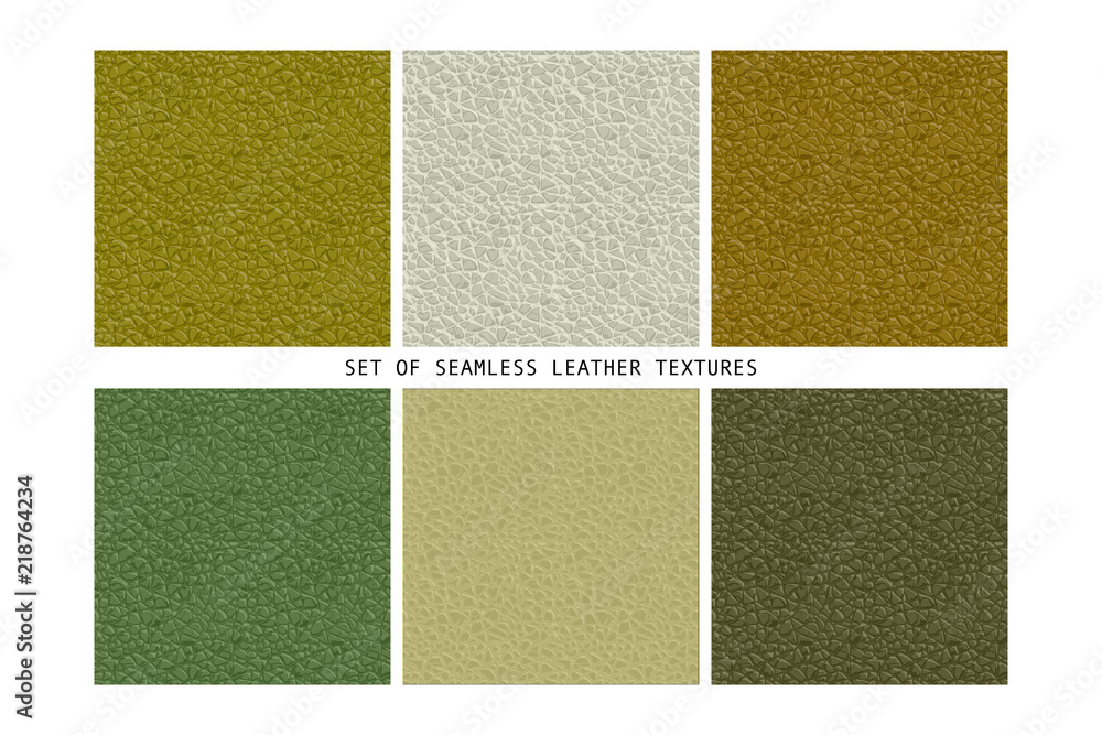 Set of seamless leather textures.