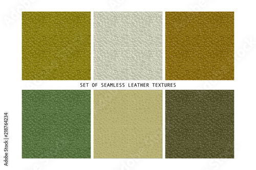 Set of seamless leather textures.