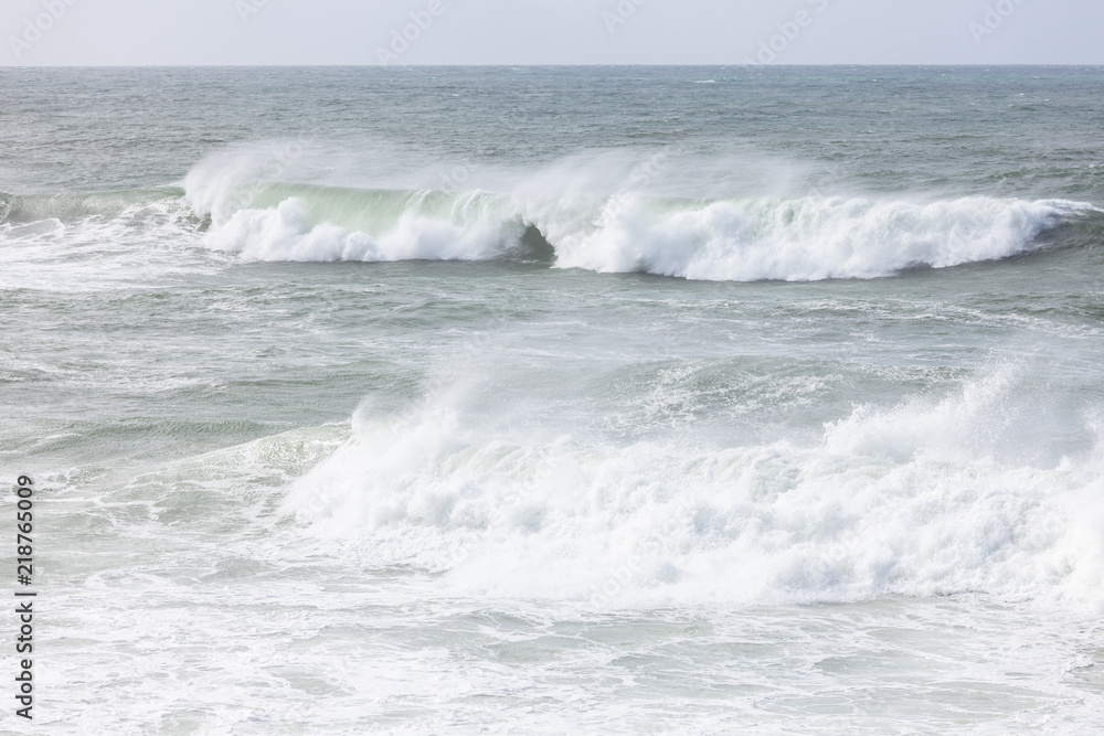 Detailed Atlantic stormy big wave. Stormy ocean seascape