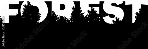 Banner with the silhouette of the word forest and trees