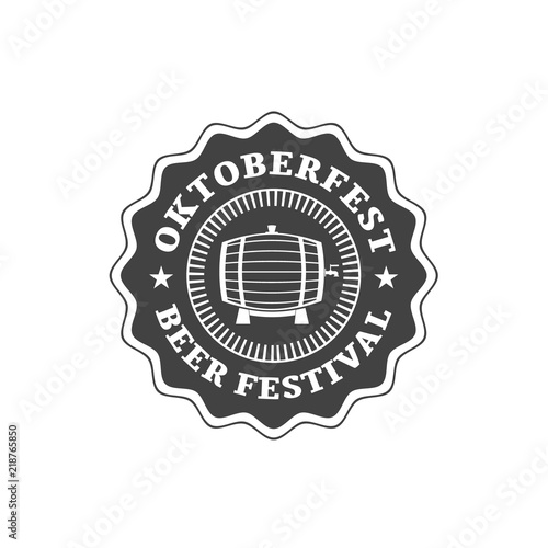 Oktoberfest celebration. Beer festival retro style badge, label, emblem. Black on white background. Vector illustration. Beer label template