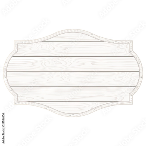 White wooden signboard. Vector vood texture. Old sign isolated.
