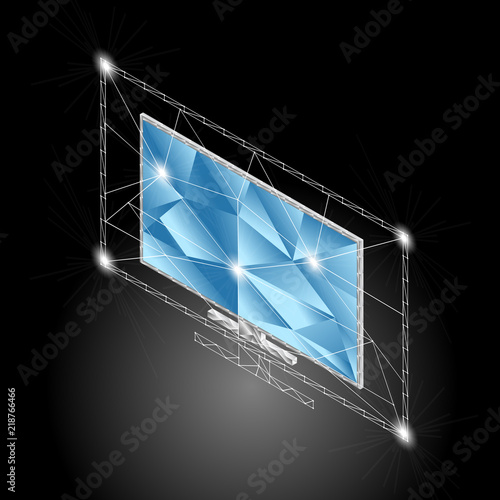 Isometric Low poly plasma tv set screen