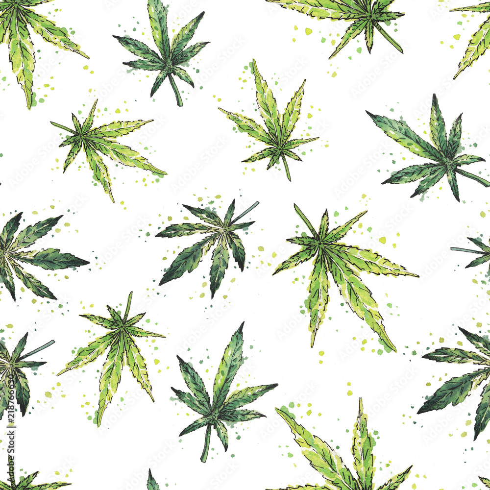 Watercolor cannabis pattern