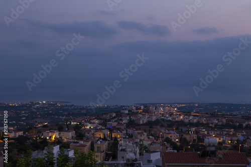 View of the evening coastal city. Cyprus.