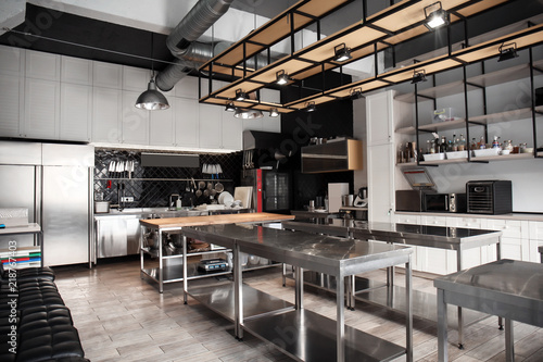 Interior of professional kitchen in restaurant