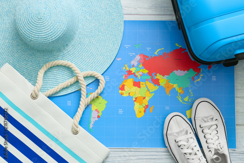 Composition with world map ...