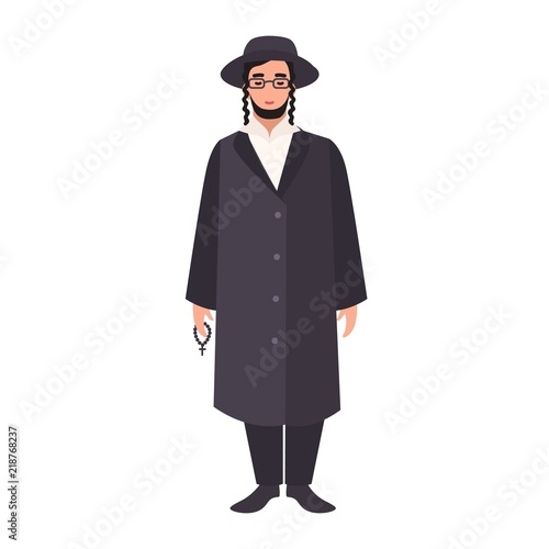 Rabbi with payot wearing traditional clothes and hat