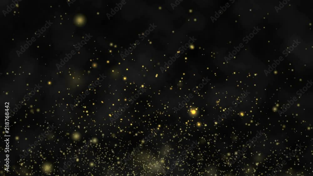 4K motion abstract graphic of particles gold dust float in the air on ...