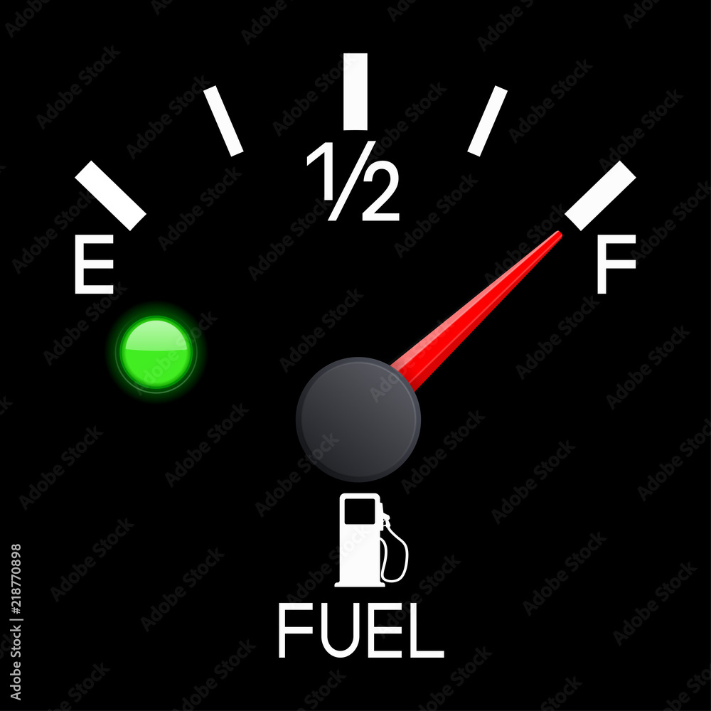 Fuel gauge. Full tank. Car dashboard black scale Fuel gauge. Full tank. Car dashboard black scale