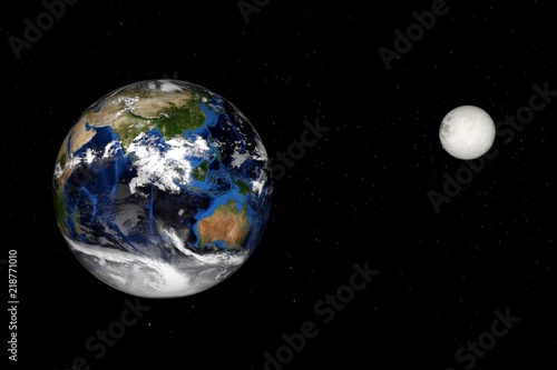 Fototapeta Naklejka Na Ścianę i Meble -  3d high resolution rendered Planet Earth and the moon. View from space